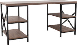Wooden Dos Home Office Desk with Metal Legs Καρυδί / Μαύρο L150xW60xH75cm
