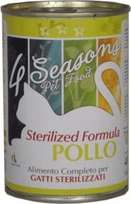 4 Seasons Sterilized Wet Food for Sterilised Adult Cats In Can with Chicken 1pc 400gr