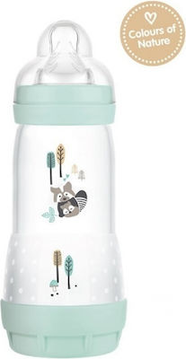 Mam Plastic Bottle Easy Start Anti-Colic Forest Anti-Colic with Silicone Nipple for 4+ months Turquoise Raccoon 320ml 1pcs