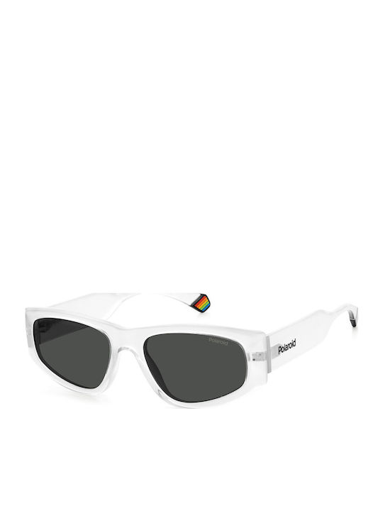 Polaroid Unisex Sunglasses with Transparent Horn-Rimmed Frame and Grey Polarized Lenses PLD6169/S 900/M9
