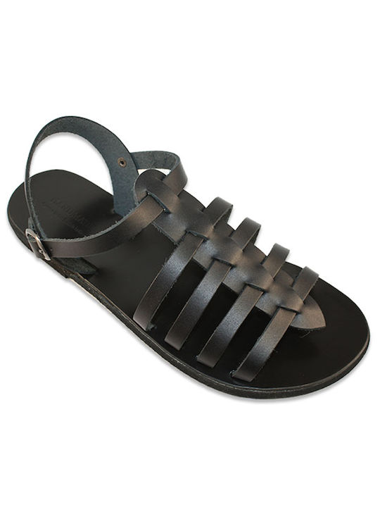 Women's leather sandals in black color