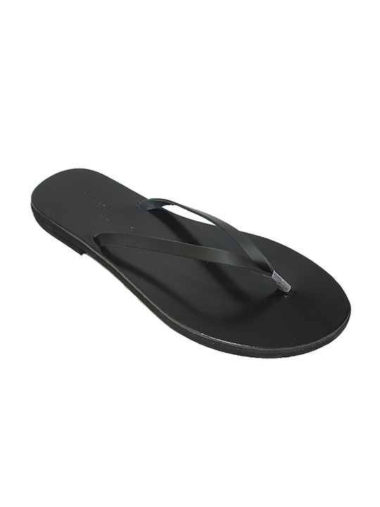 Women's leather sandals in black color