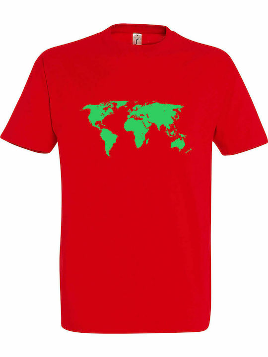 T-shirt Unisex " World Map, Sheldon Tshirt, The Big Bang Theory ", Red