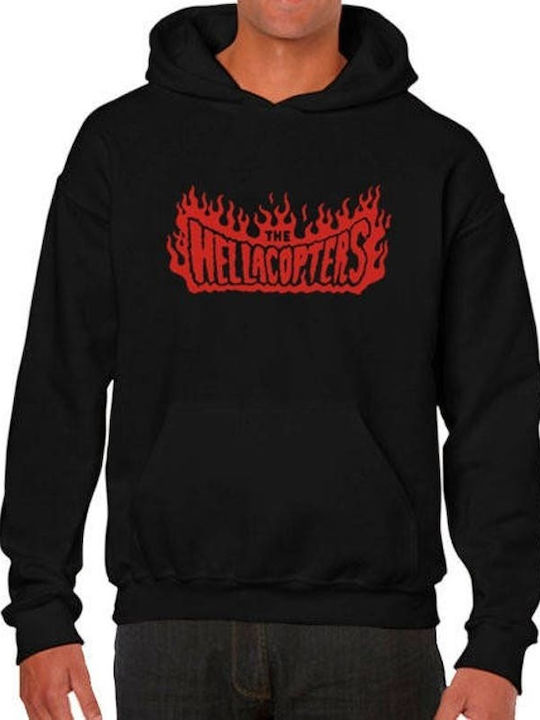 THE HELLACOPTERS Black sweatshirt by Pegasus with hood and pockets.