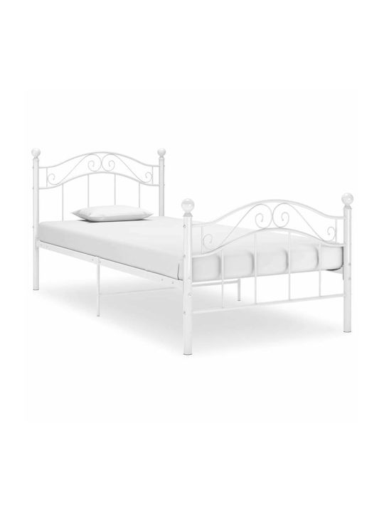 Κρεβάτι Μονό Μεταλλικό Λευκό για Στρώμα 90x200cm