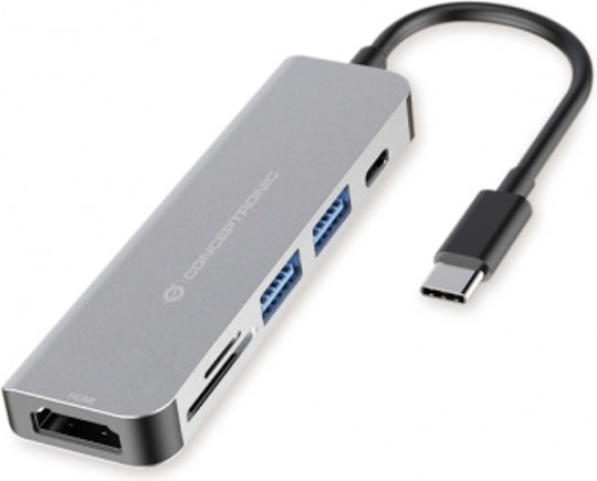 Conceptronic USB-C Docking Station mit HDMI 4K PD Silber (DONN02G)