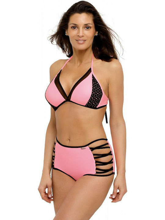 Vrona M-551 Set Bikini Τριγωνάκι Push Up Ψηλόμεσο Coral
