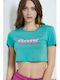 BodyTalk Women's Athletic Crop Top Short Sleeve Turquoise