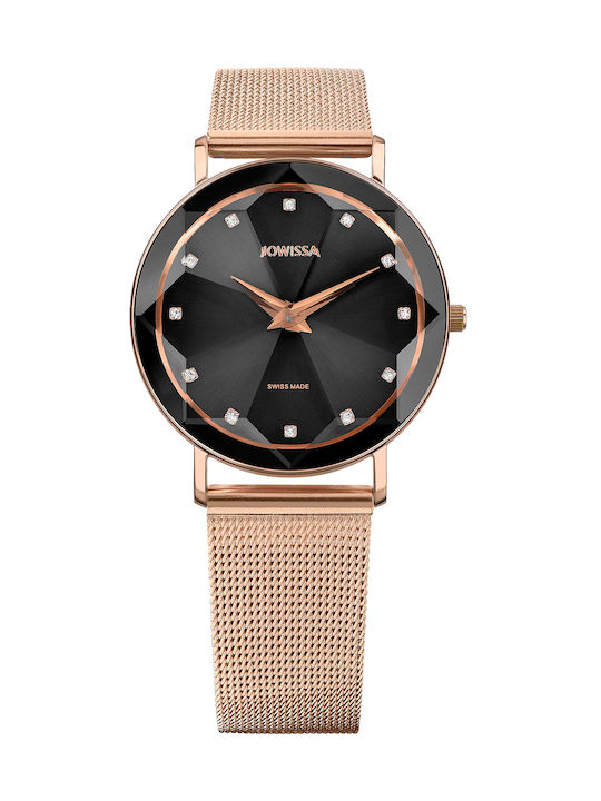 Jowissa Facet Swiss Watch with Pink Gold Metal Bracelet