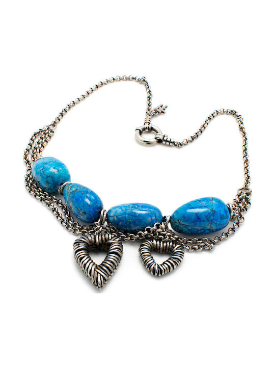Folli Follie Blue Gold Plated Steel Necklace