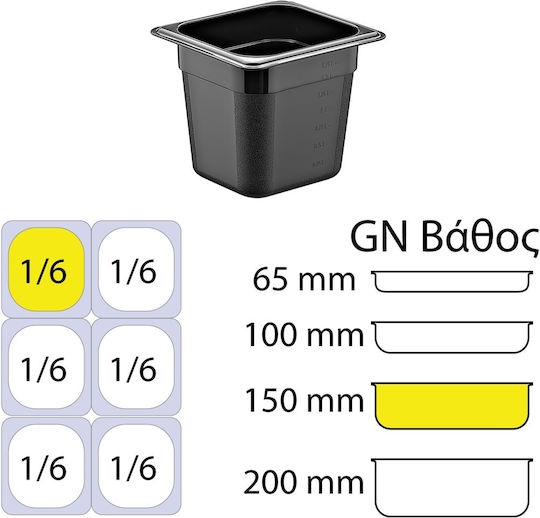Ready Σκεύος Gastronorm Πολυπροπυλενίου GN1/6 με Βάθος 150mm