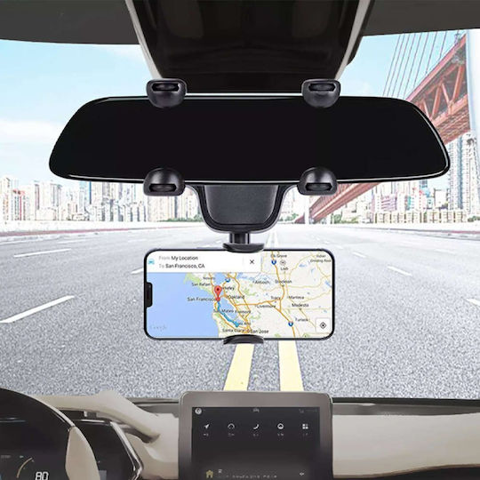 Naxius Holder Mirror Βάση Κινητού Αυτοκινήτου 3" - 7" με Ρυθμιζόμενα Άγκιστρα Μαύρη