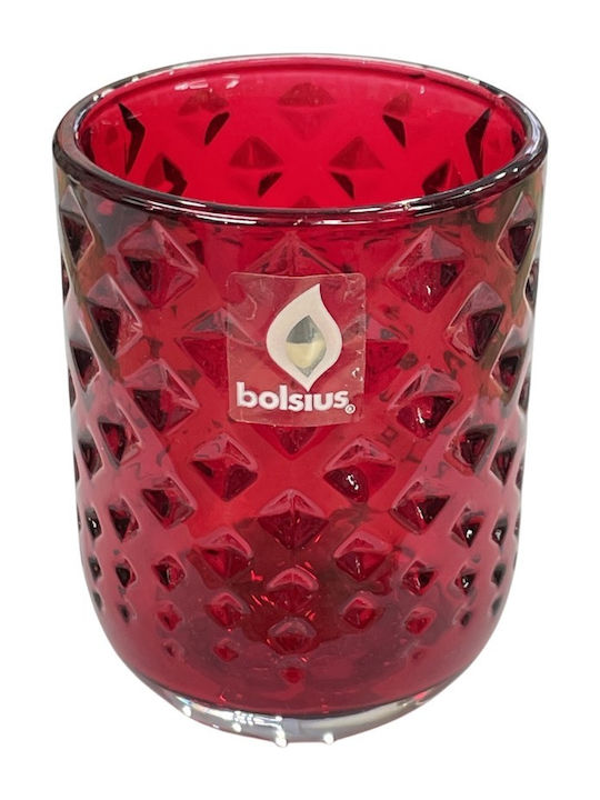 Bolsius Criss Cross Κηροπήγιο για Ρεσώ Γυάλινο Κόκκινο 5.7x5.7x7.6εκ.