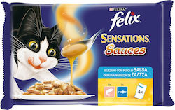 Purina Felix Sensations Sauces Hrană umedă pentru Pisică Adultă în Pungă cu Sardină și Somon 4x85gr 12480340