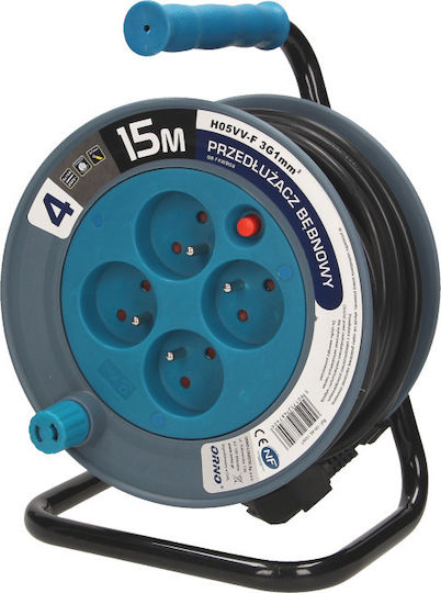 Orno Extension Reel Cord 3 x 1mm²/15m Turquoise