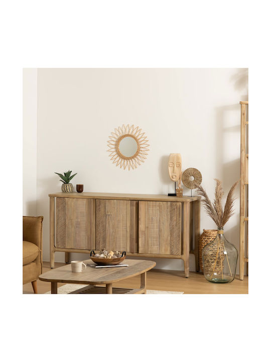 Atmosphera Wall Mirror with Beige Rattan Frame Diameter 50cm
