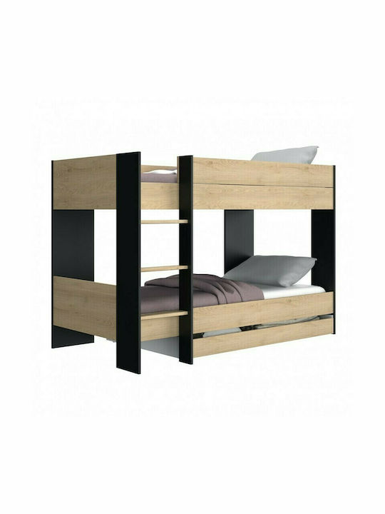 Παιδικό Κρεβάτι Κουκέτα για Στρώμα 90x200cm Μαύρο Καστανιά Duplex