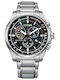 Citizen Herrenuhr 43mm Chronograph Eco - Antrieb mit Silber Metallarmband