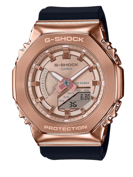 Casio G-Shock Аналогов/Дигитален Мъжки часовник 44.4мм Хронограф На батерия с Черен каучуков Лук брой
