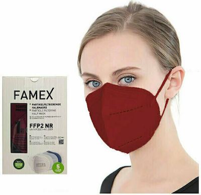 Famex Disposable Protective Mask FFP2 Particle Filtering Half NR Maroon 1pcs