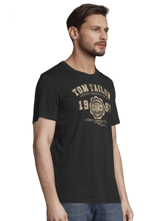 Tom Tailor Herren T-Shirt Kurzarm Schwarz