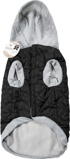 Glee Black Fleece / Waterproof Dog Coat with Hood with 45cm Back Length
