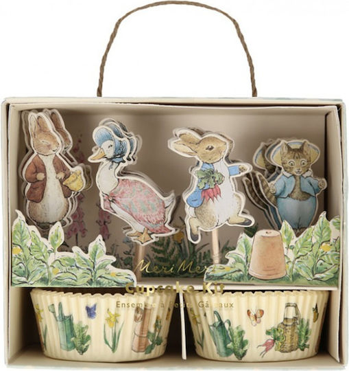 Meri Meri Комплект За Къпкейкове Peter Rabbit Декорация На Сладкиши За Парти 24 Бройки