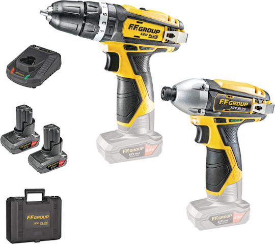 FFG 46565 Set Impact Drill Driver & Impact Screwdriver 12V with 2 Batteries 4Ah and Case