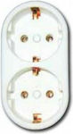 2-Outlet T-Shaped Wall Plug White