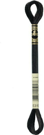 DMC Thread Embroidery Mouliné Effet Lumière Cotton E310 Black 8m