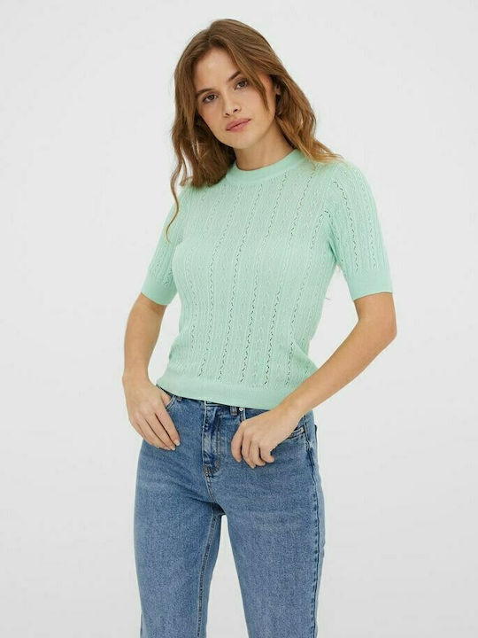 Vero Moda Women's Blouse Cotton Short Sleeve Brook Green