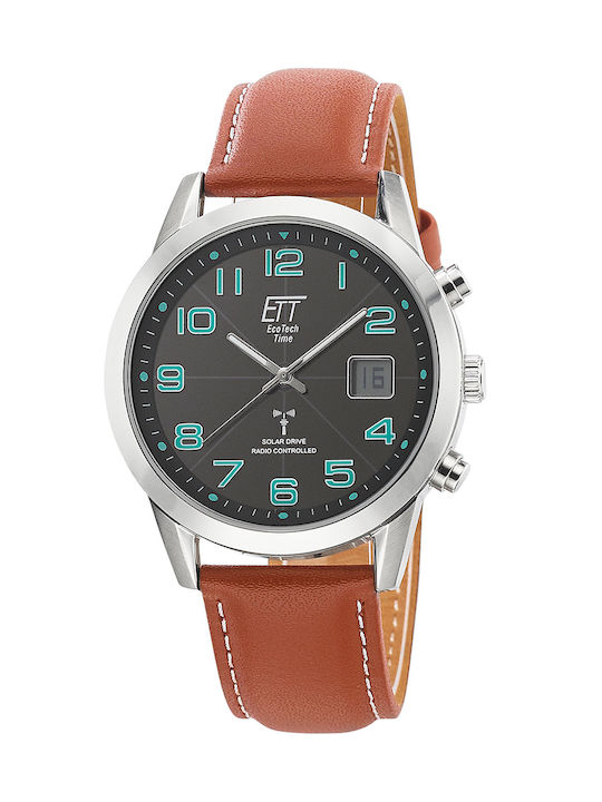 ETT Watch Solar with Brown Leather Strap