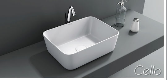 Soncera Cello Επικαθήμενος Νιπτήρας Πορσελάνης 41x30x14.5cm Λευκός