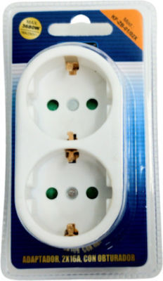 2-Outlet T-Shaped Wall Plug White