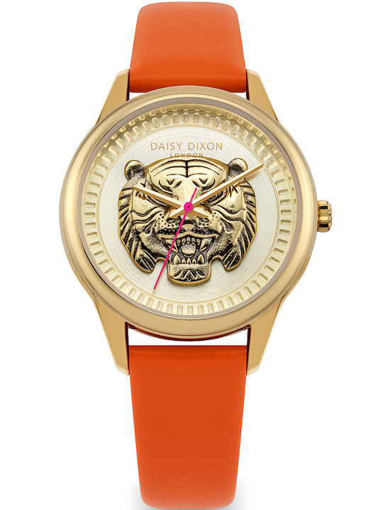 Daisy Dixon Lily Ladies Γυναικείο Ρολόι 35mm Μπαταρίας με Πορτοκαλί Δερμάτινο Λουράκι