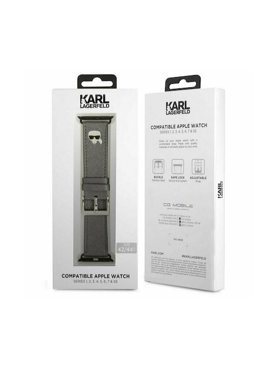 Karl Lagerfeld Karl Head Strap Synthetic Leather Silver (Apple Watch Strap 42/44 / 45mm) KLAWLOKHG