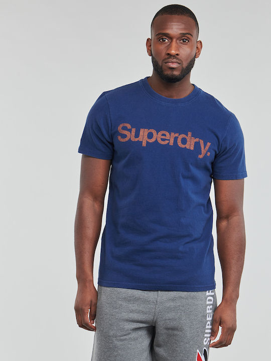 Superdry Ανδρικό T-shirt Navy Μπλε με Λογότυπο