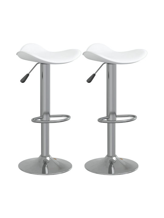 Collapsible Bar Stool Padded with Artificial Leather Λευκό 2pcs 44x44x81cm