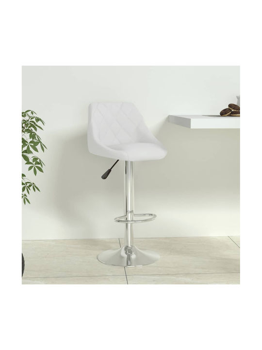 Collapsible Bar Stool with Backrest Padded with Artificial Leather Λευκό 44x46x103cm