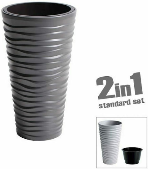 Marhome Sand Slim Pot Plastic Grey 29.6x29.6x52cm.
