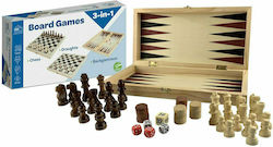 Board Game Tables 208000 Τάβλι / Σκάκι / Ντάμα από Ξύλο με Πούλια & Πιόνια