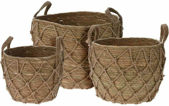 JK Home Decoration Комплект декоративни кошници с дръжки Brown 3бр