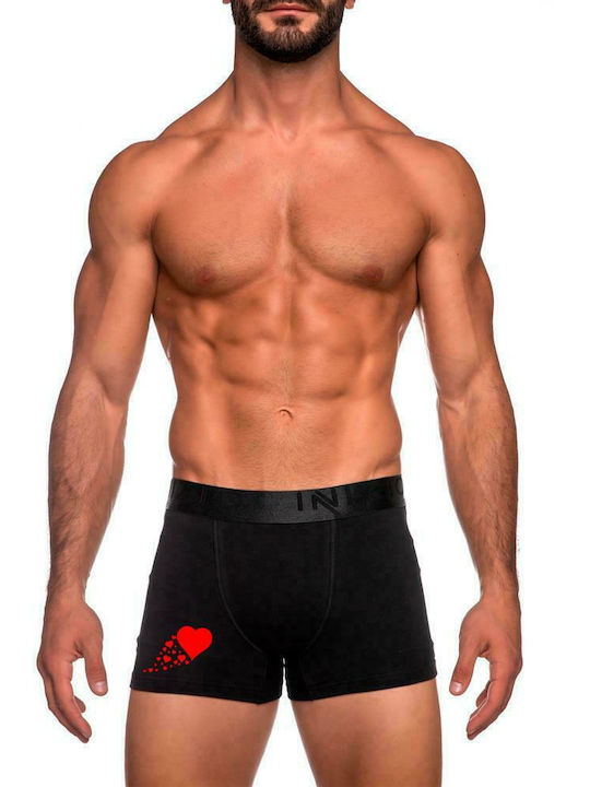 Inizio Men's Boxer Black with Patterns