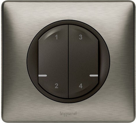 Legrand Celiane With Netatmo Wall-mounted Electrical Wall Switch Commands Quadruplicate with Gray Frame