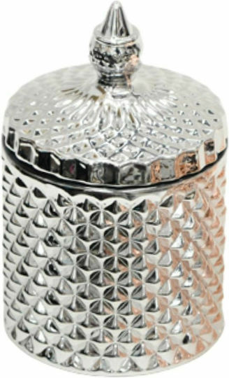 Faitakis Pack Glass Sweet Jar with Lid Silver 8.3x8.3x13.8cm