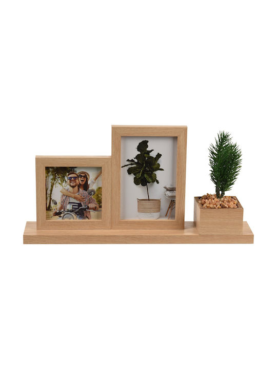 JK Home Decoration Multi Bilderrahmen 2 Plätze Hölzernes mit Braune Rahmen