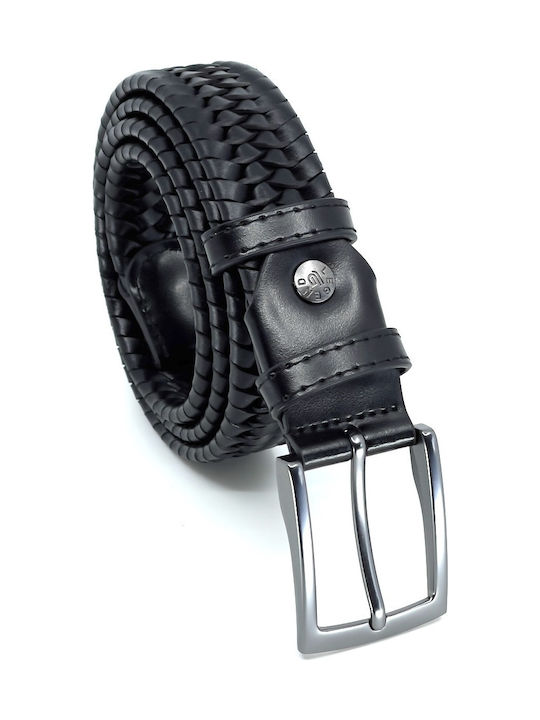 -21 Elastic Men's Belt Leather Knitted Black