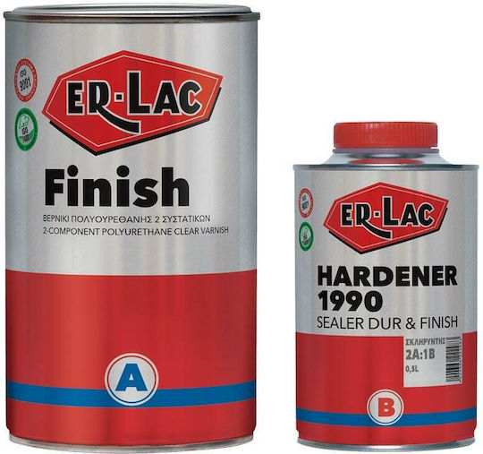 ER-LAC Finish 80% Βερνίκι Επιφάνειας Πολυουρεθάνης 2 Συστατικών Διαλύτου Άχρωμο Γυαλιστερό 1.5lt