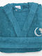 Borea Logo Bathrobe with Hood Petrol Blue 420gsm