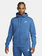 Nike Men's Sweatshirt with Hood and Pockets Marina Blue